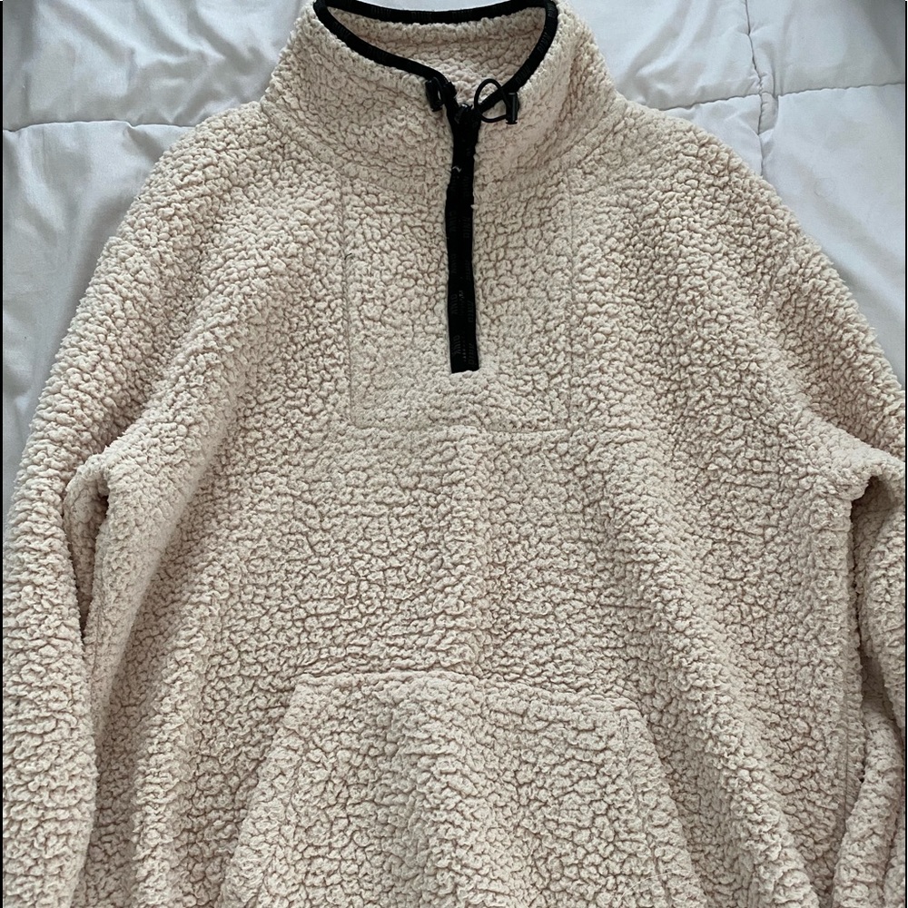 PINK Cream Sherpa Pullover